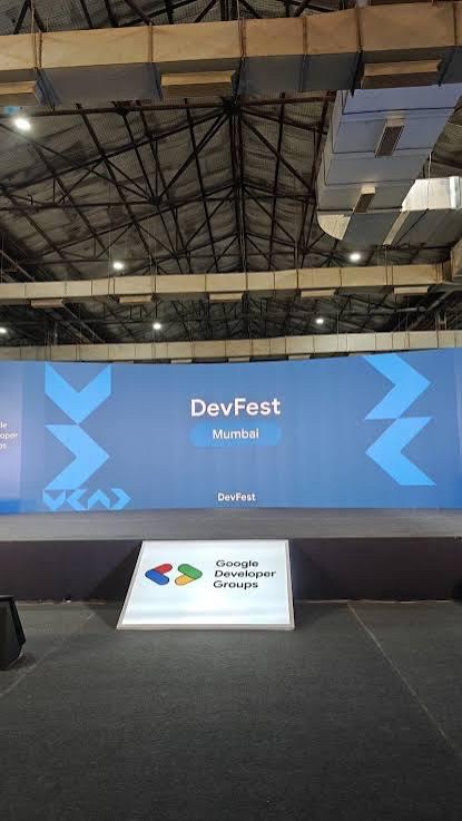 DevFest Mumbai stage, organized by Google Developer Groups