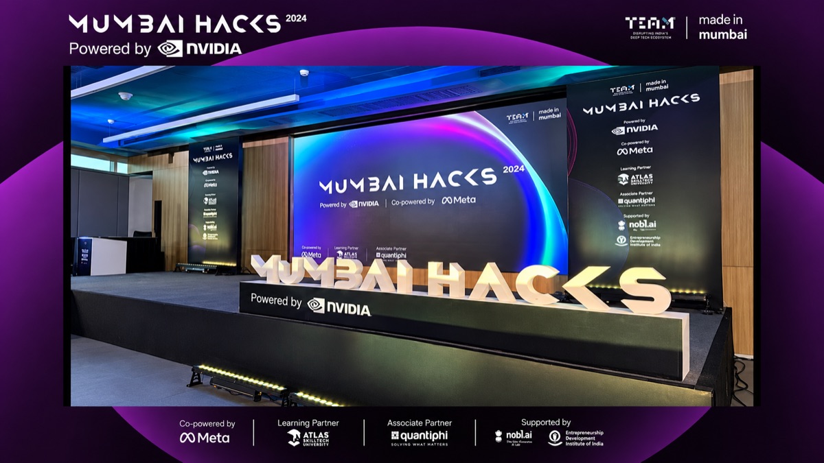 Mumbai Hacks stage branding, powered by NVIDIA
